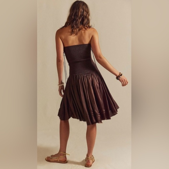 🆕 Free People Maya Strapless Brown convertible midi Dress or skirt size medium - Picture 2 of 14